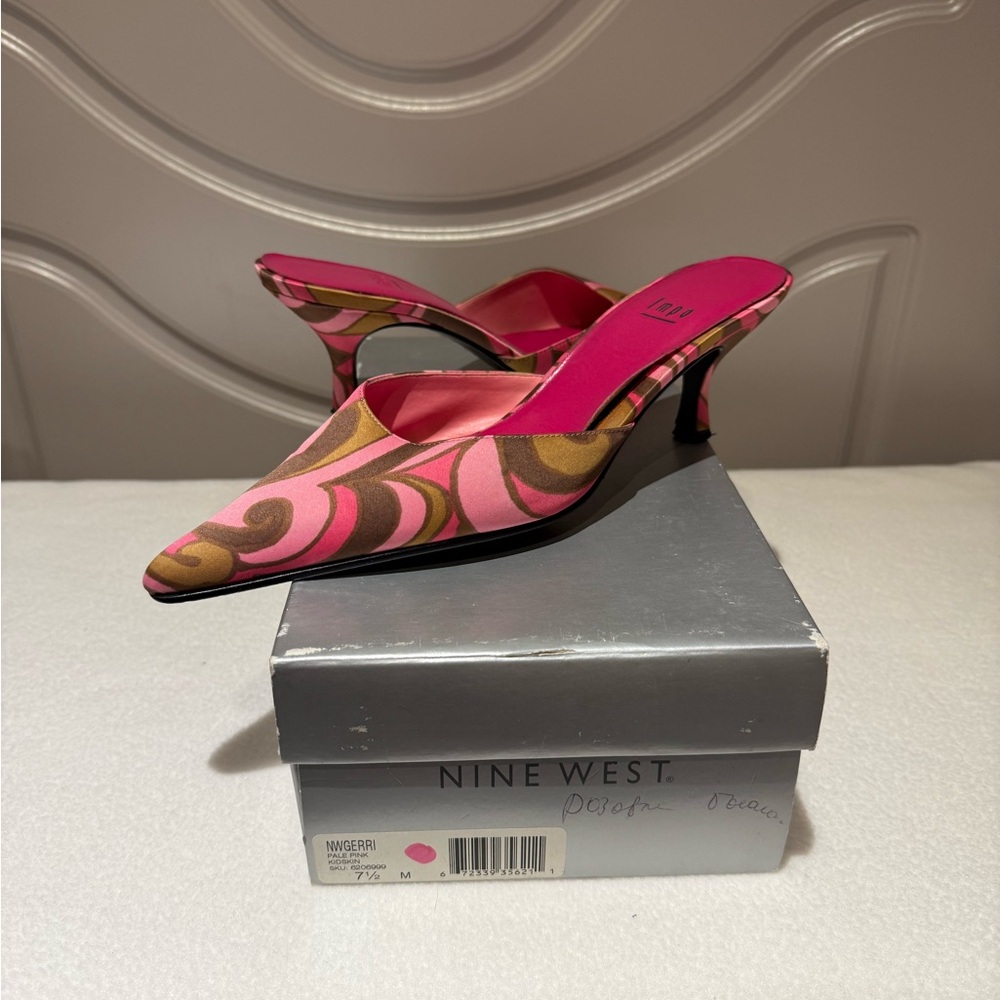 Impo Women's Pink and Brown Satin Mules - Picture 2 of 4